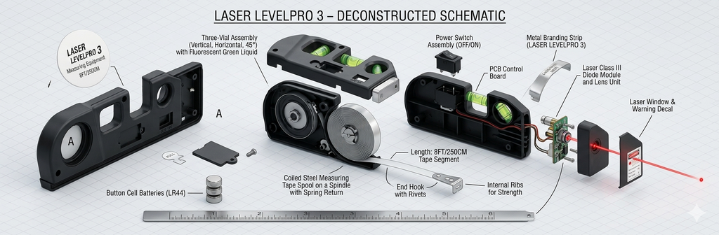 Multipurpose 4-in-1 Laser Level Spirit Tool