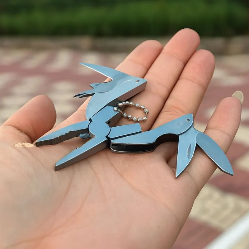 Stainless Steel Mini Pocket Multitool Plier & Knife Keychain Kit