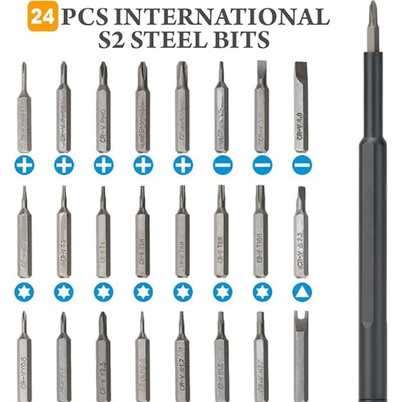 24-in-1 Precision Magnetic Screwdriver Set for Phones & Laptops