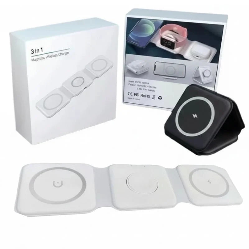 3-in-1 Foldable Magnetic MagSafe Wireless Charging Station (15W)