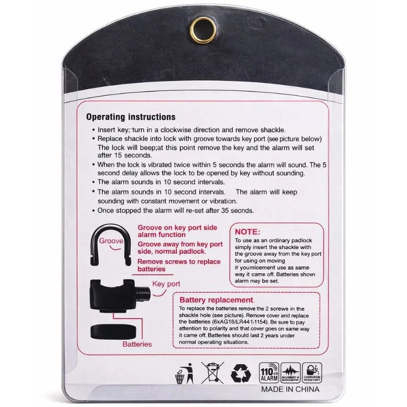 High-Security 110dB Siren Motion Alarm Padlock - ApexGear PK (Image 7)